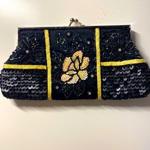 Vintage Floral Sequin Clutch